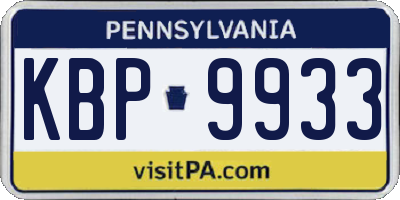PA license plate KBP9933