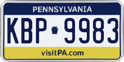 PA license plate KBP9983