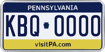 PA license plate KBQ0000