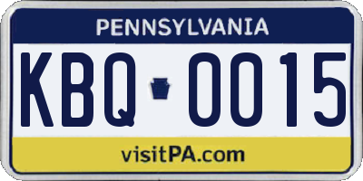 PA license plate KBQ0015