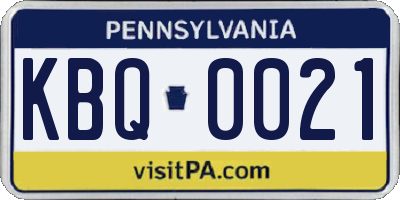 PA license plate KBQ0021