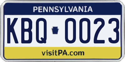 PA license plate KBQ0023