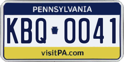PA license plate KBQ0041