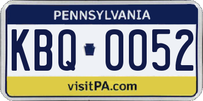 PA license plate KBQ0052