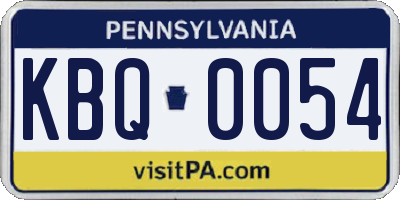 PA license plate KBQ0054