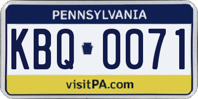PA license plate KBQ0071