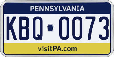 PA license plate KBQ0073