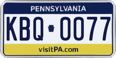 PA license plate KBQ0077