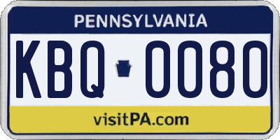 PA license plate KBQ0080