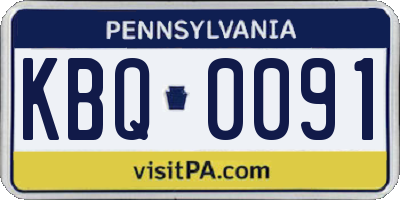 PA license plate KBQ0091