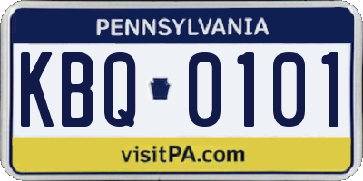 PA license plate KBQ0101