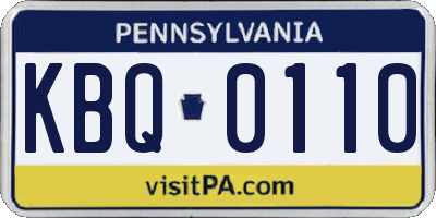 PA license plate KBQ0110