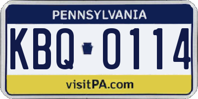 PA license plate KBQ0114