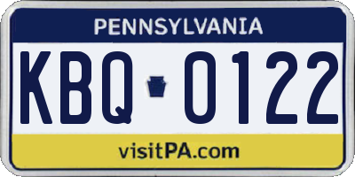 PA license plate KBQ0122