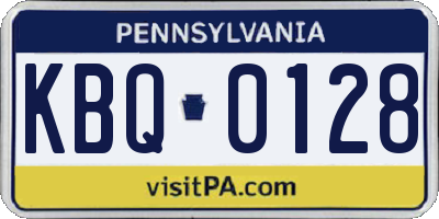 PA license plate KBQ0128