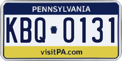 PA license plate KBQ0131
