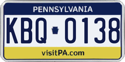 PA license plate KBQ0138