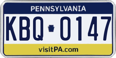 PA license plate KBQ0147