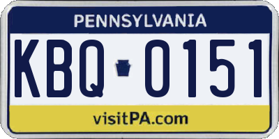 PA license plate KBQ0151