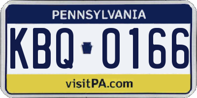 PA license plate KBQ0166