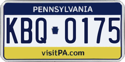 PA license plate KBQ0175