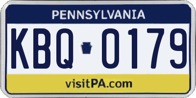 PA license plate KBQ0179