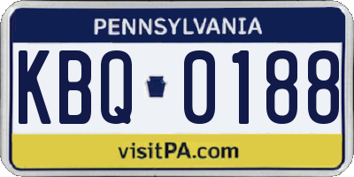 PA license plate KBQ0188