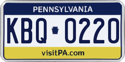 PA license plate KBQ0220