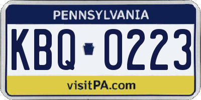 PA license plate KBQ0223