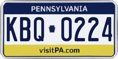 PA license plate KBQ0224