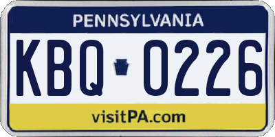 PA license plate KBQ0226