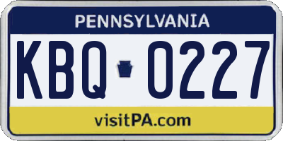 PA license plate KBQ0227