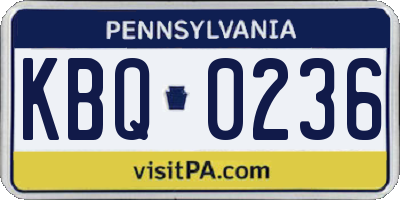 PA license plate KBQ0236