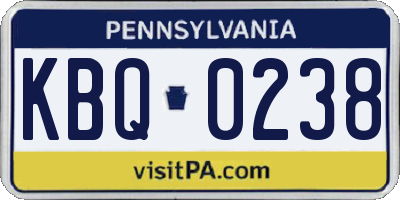 PA license plate KBQ0238
