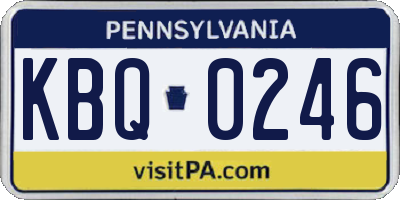 PA license plate KBQ0246