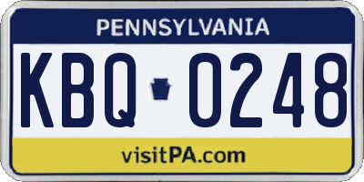PA license plate KBQ0248