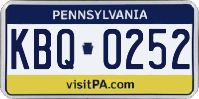 PA license plate KBQ0252