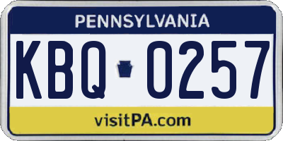 PA license plate KBQ0257
