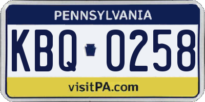 PA license plate KBQ0258