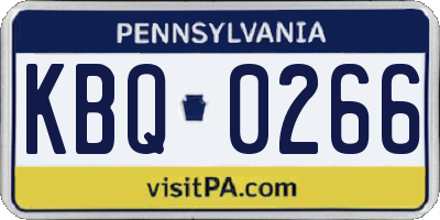 PA license plate KBQ0266