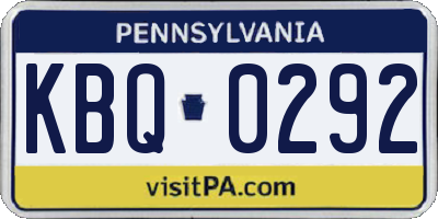 PA license plate KBQ0292