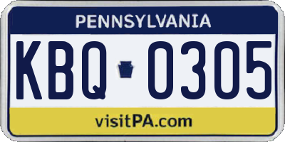 PA license plate KBQ0305