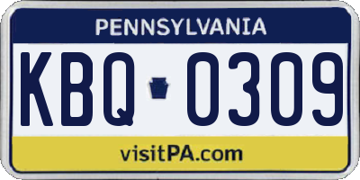 PA license plate KBQ0309