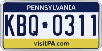 PA license plate KBQ0311