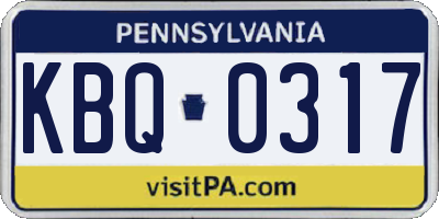 PA license plate KBQ0317
