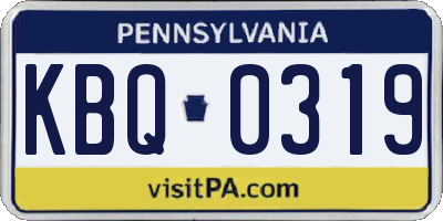 PA license plate KBQ0319