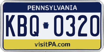 PA license plate KBQ0320