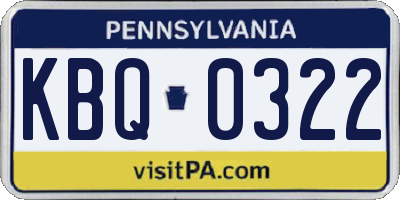 PA license plate KBQ0322