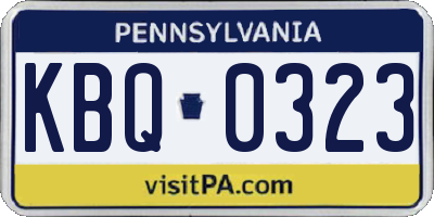 PA license plate KBQ0323