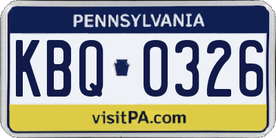 PA license plate KBQ0326